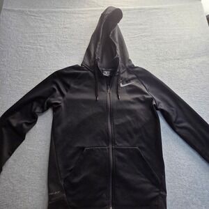 Nike Dri-Fit Full Zip Hoodie Black Athletic Training Gym Mens Size S